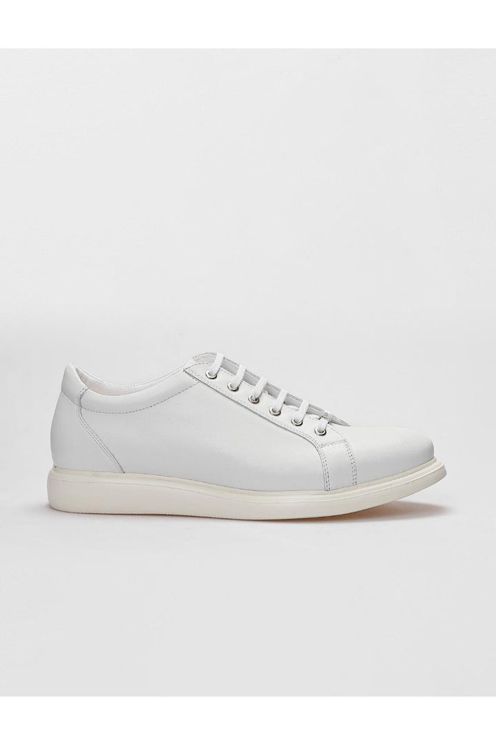 Cabani Shoes Chaussures de sport pour hommes en cuir véritable blanches à lacets - Blanc