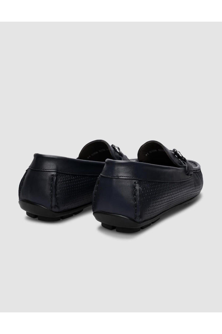Cabani Shoes %100 Cuir Véritable Mocassins Pour Hommes En Tressé Bleu Marine - Bleu marine