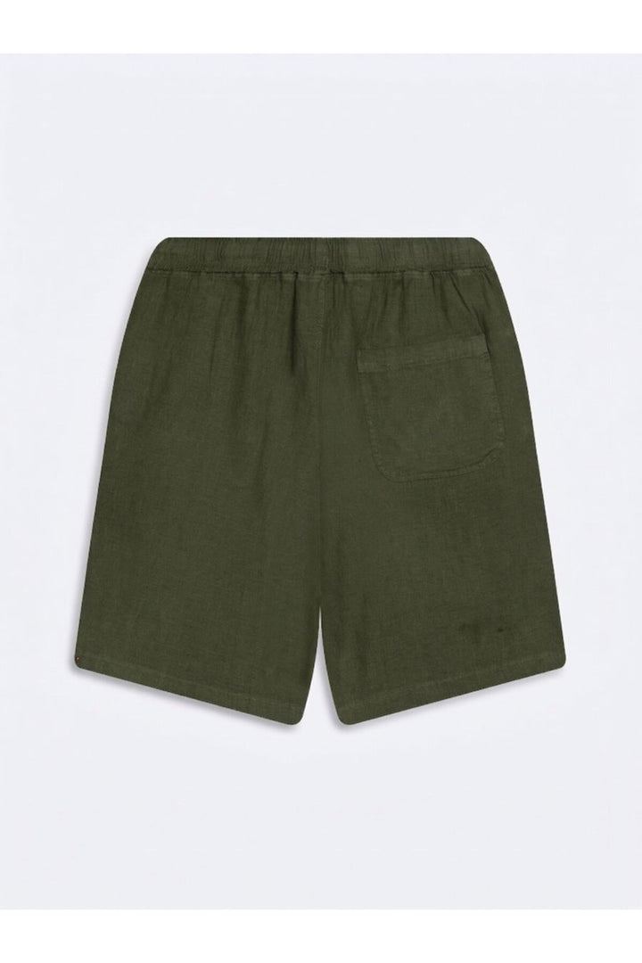 LTB Short en lin basique vert à taille élastique - Vert