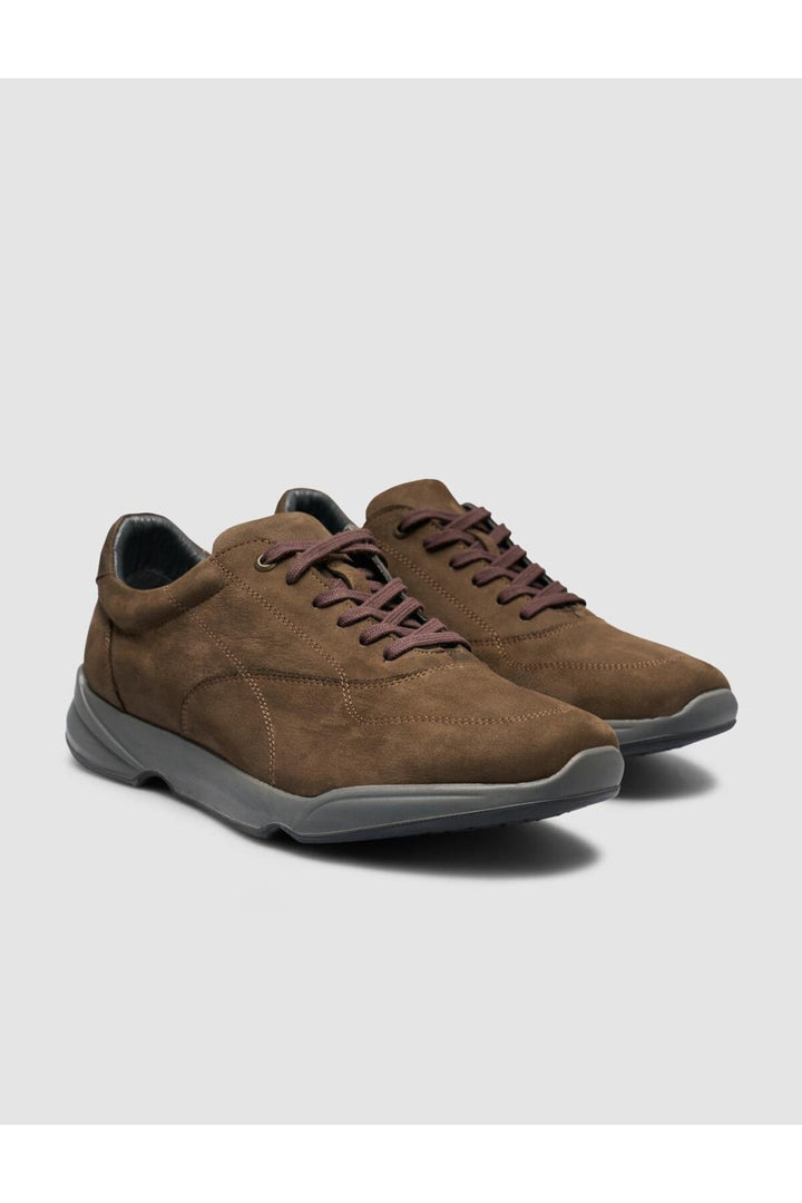 Cabani Shoes %100 Cuir véritable Chaussures de sport pour hommes en suède kaki à lacets - Kaki
