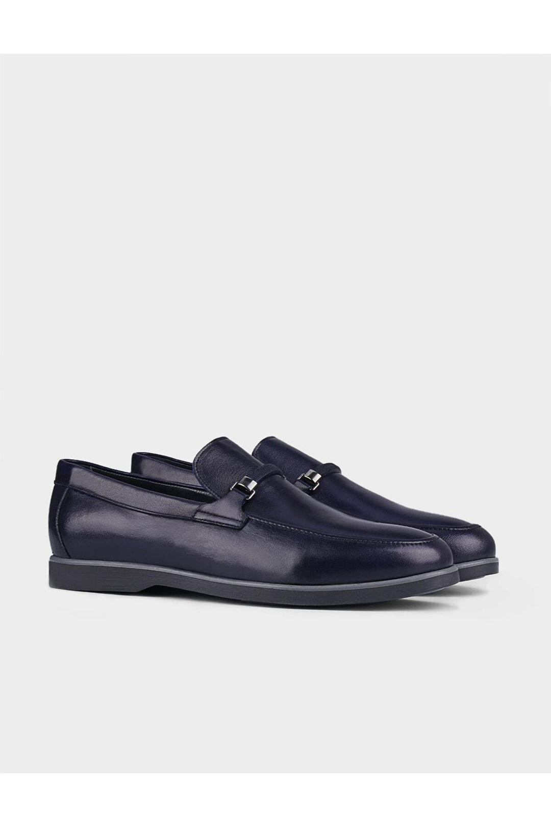 Cabani Shoes Chaussures de ville pour hommes en cuir véritable avec détails en caoutchouc bleu marine. - Bleu marine