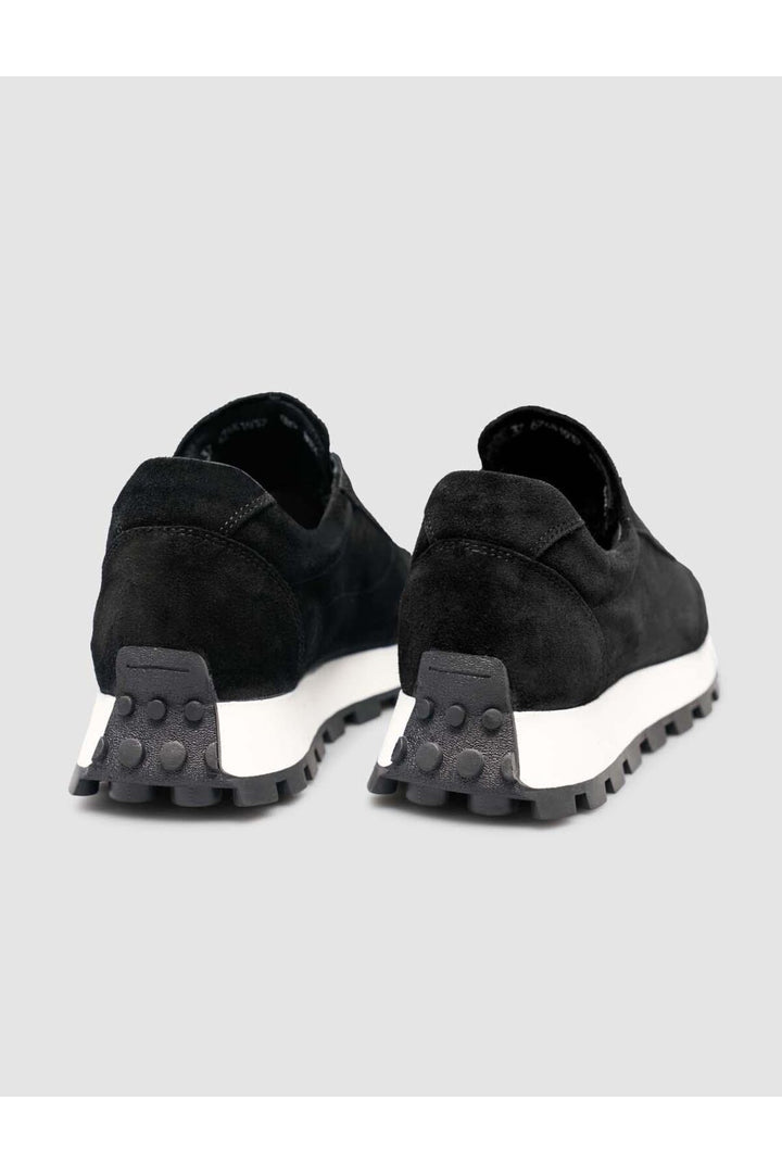 Cabani Shoes Baskets d'hiver pour femmes en cuir suédé véritable, doublées de fourrure noire. - Noir