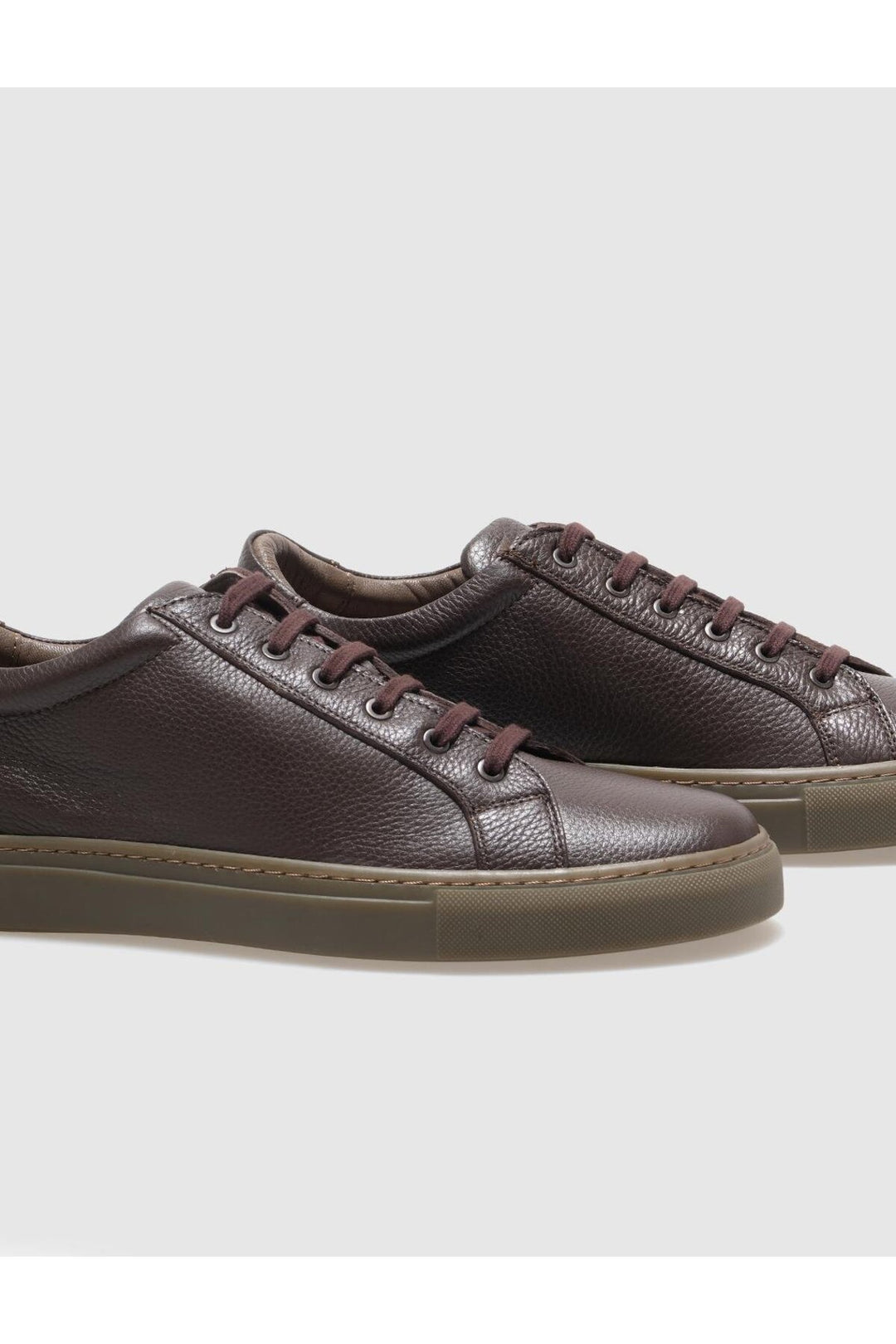 Cabani Shoes Baskets pour hommes en cuir véritable marron à lacets - Marron