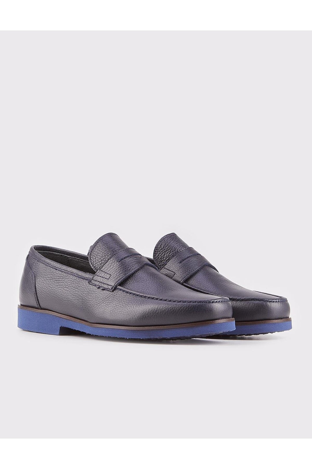 Cabani Shoes Chaussures de ville pour hommes en cuir véritable bleu marine avec détails de ceinture. - Bleu marine