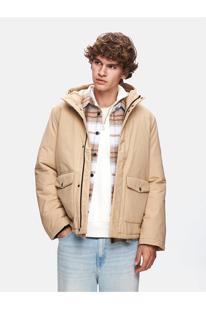 LTB Manteau à capuche gonflable beige