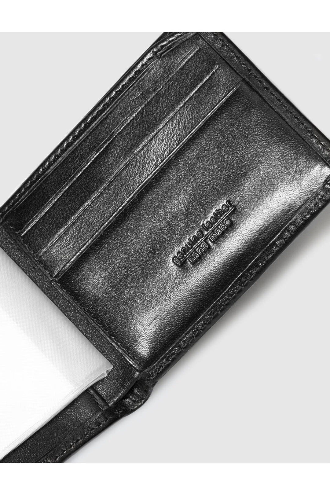 Cabani Shoes Portefeuille pour homme en cuir véritable noir avec élastique. - Noir