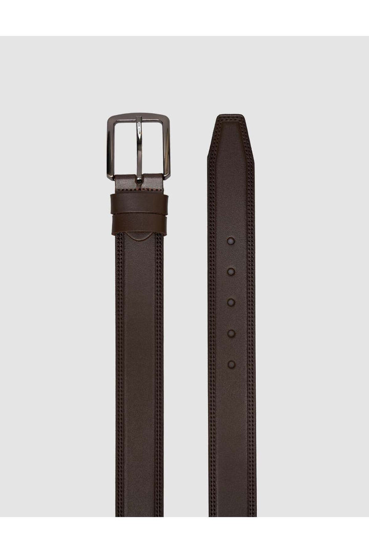 Cabani Shoes Ceinture classique pour homme en cuir véritable de vachette marron - Multicolore