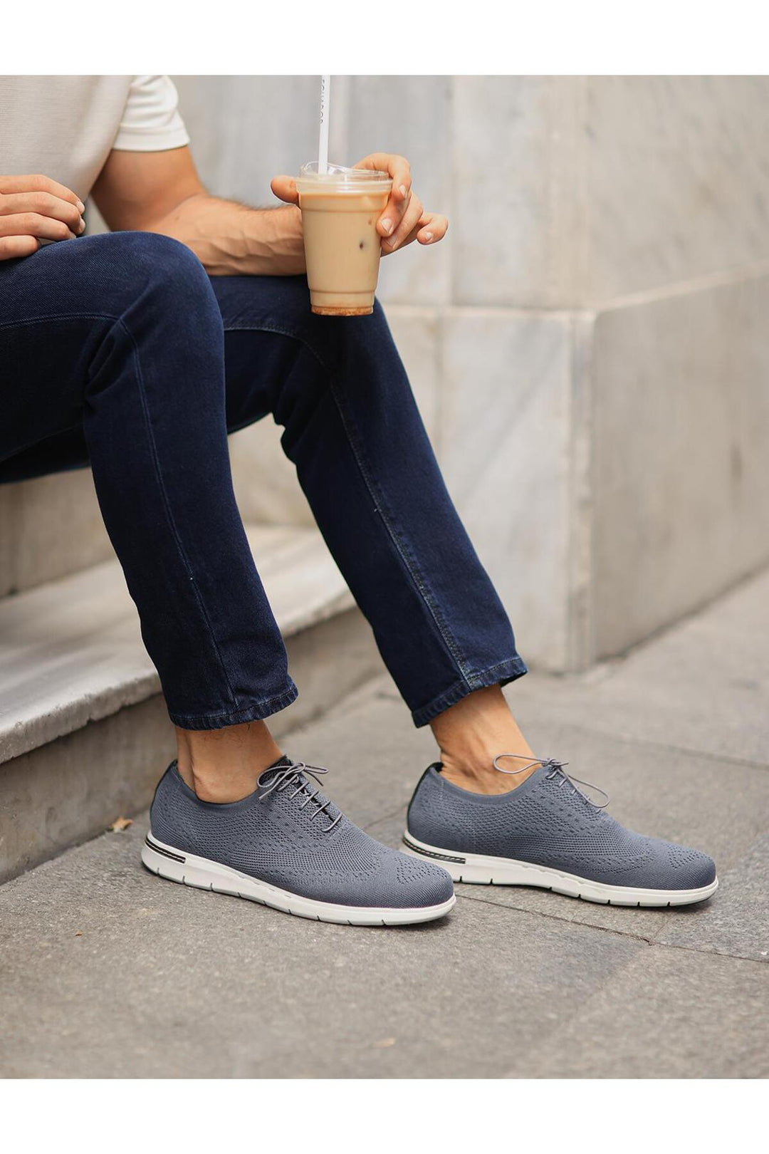 Cabani Shoes Chaussures décontractées pour hommes en tricot gris - Gris