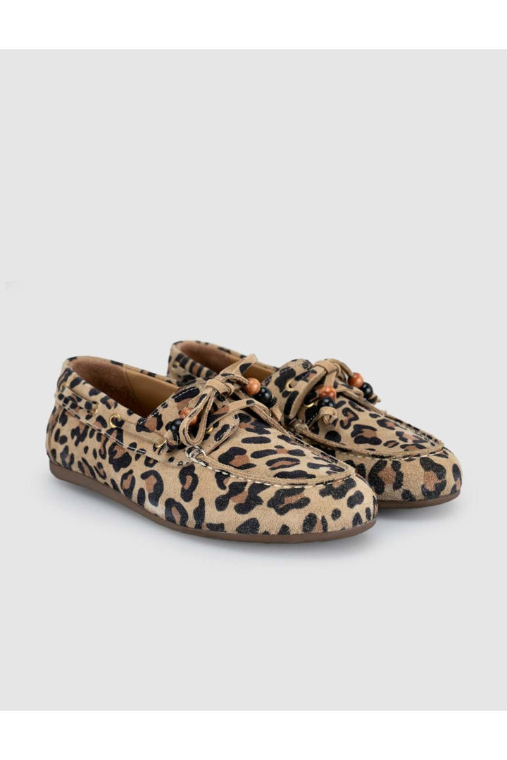 Cabani Shoes Lumanar Femme Mocassin Driver en Suède Imprimé Léopard - Multicolore