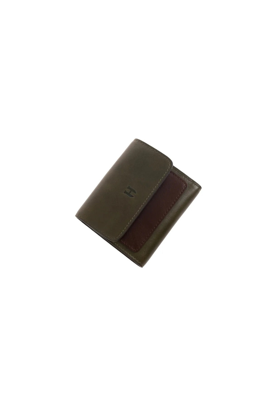 Helmbrook Grande fermeture à glissière de portefeuille en cuir véritable pour femmes avec couvercle protégé par RFID Eleanor Khaki Coffee