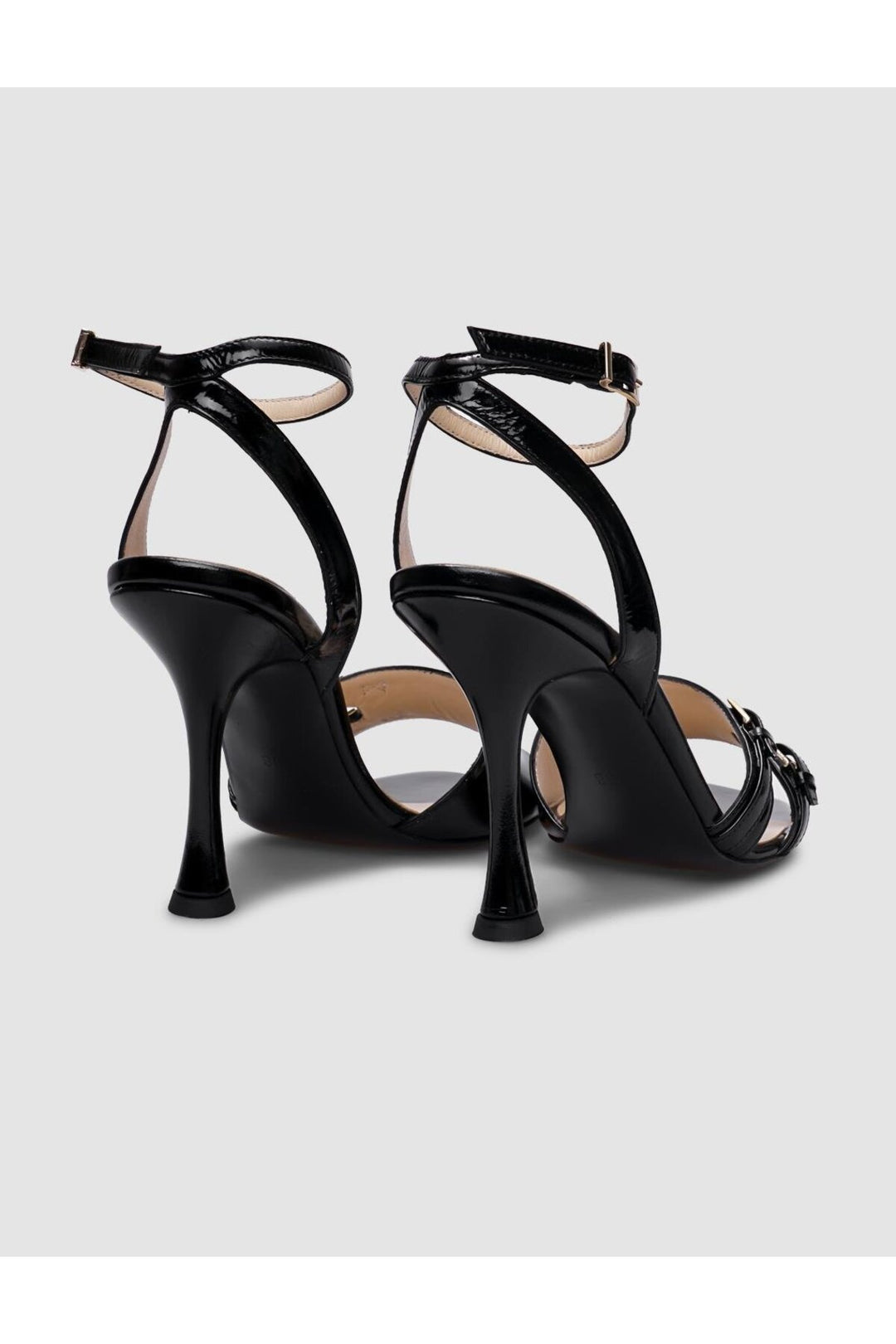 Cabani Shoes Chaussures à talons pour femmes en cuir véritable noir verni avec boucle à 100%. - Multicolore