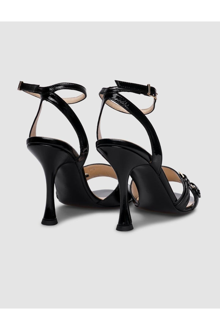 Cabani Shoes Chaussures à talons pour femmes en cuir véritable noir verni avec boucle à 100%. - Multicolore