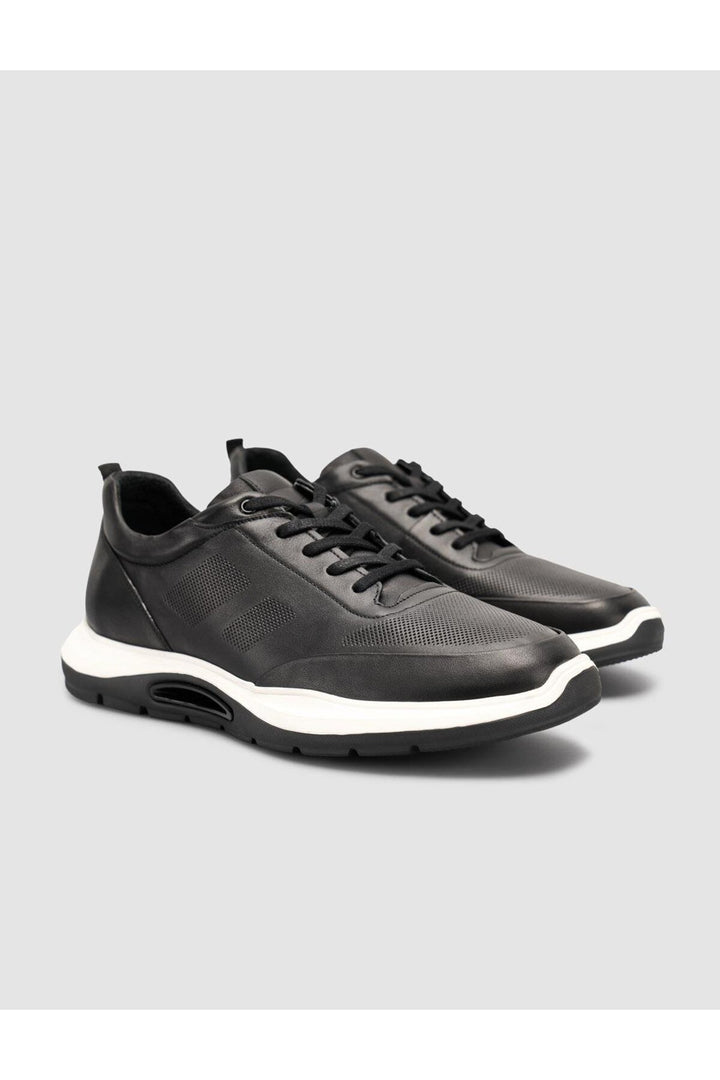 Cabani Shoes Chaussures de sport pour hommes en cuir véritable noires saisonnières - Noir