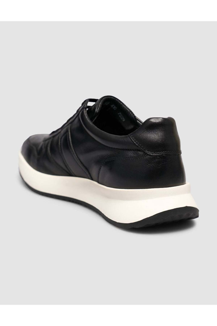 Cabani Shoes %100 Cuir véritable texturé Noir Napa Baskets à lacets pour homme - Multicolore