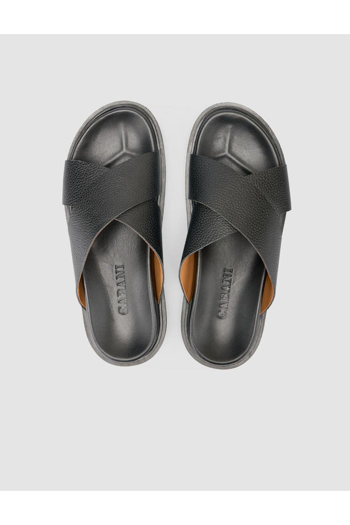 Cabani Shoes %100 Cuir Véritable Sandales Noires pour Hommes - Multicolore