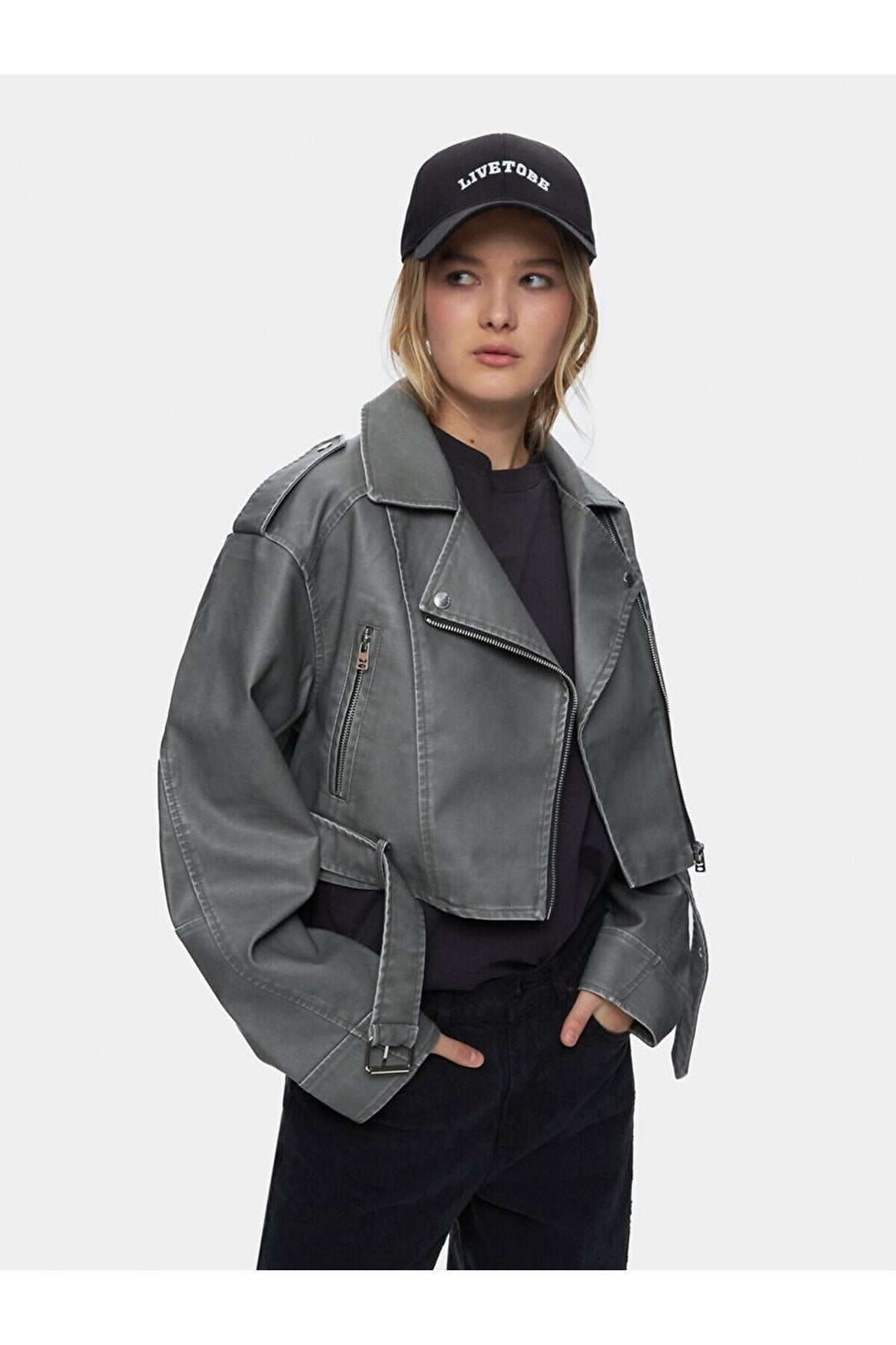 LTB Veste grise à zip avec col cubain effet délavé - Griṡ_204