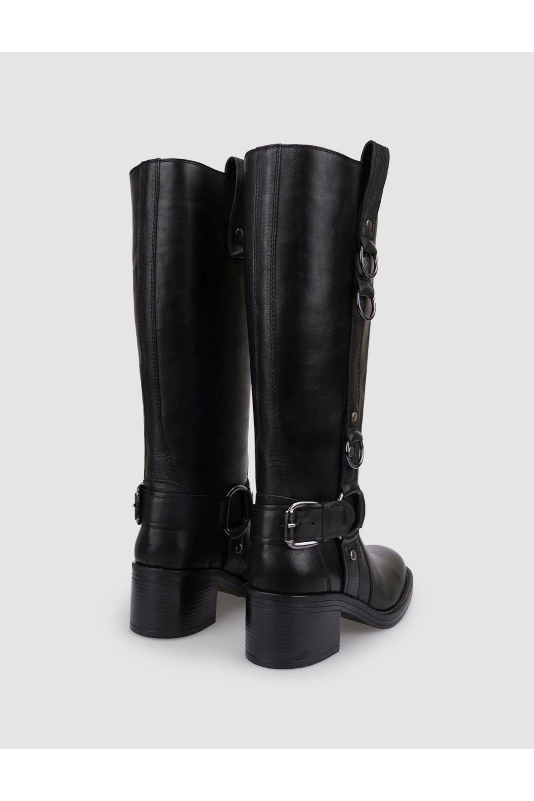 Cabani Shoes Botte femme en cuir véritable noir avec détail de boucle à 100% - Multicolore