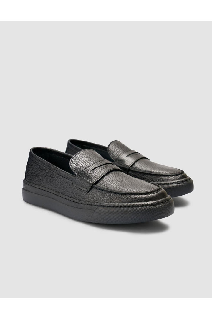 Cabani Shoes %100 Cuir véritable Mocassins pour hommes à bande noire - Noir