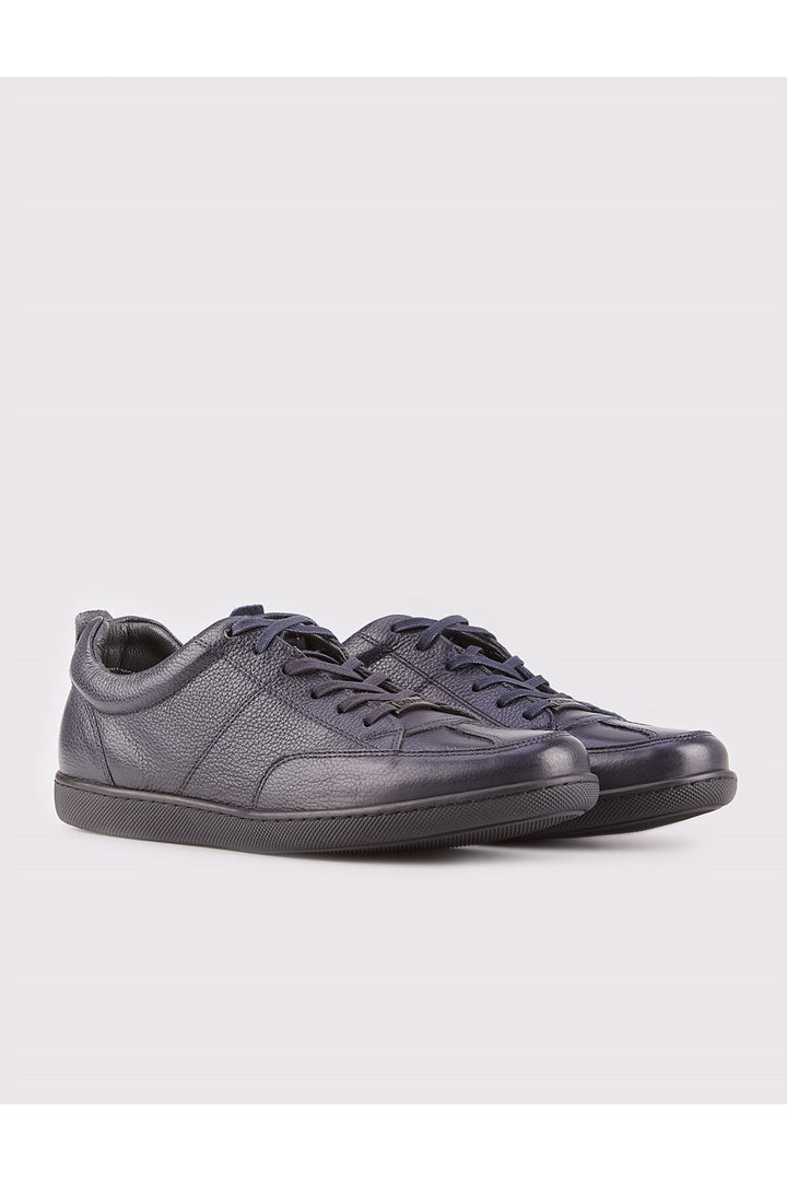 Cabani Shoes Chaussures de ville pour hommes en cuir véritable bleu marine avec lacets - Bleu marine