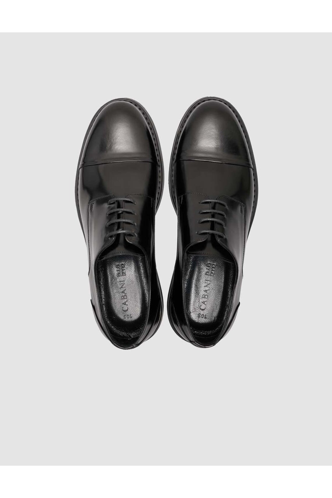 Cabani Shoes Chaussures classiques pour hommes en cuir véritable noir à semelle épaisse - Noir