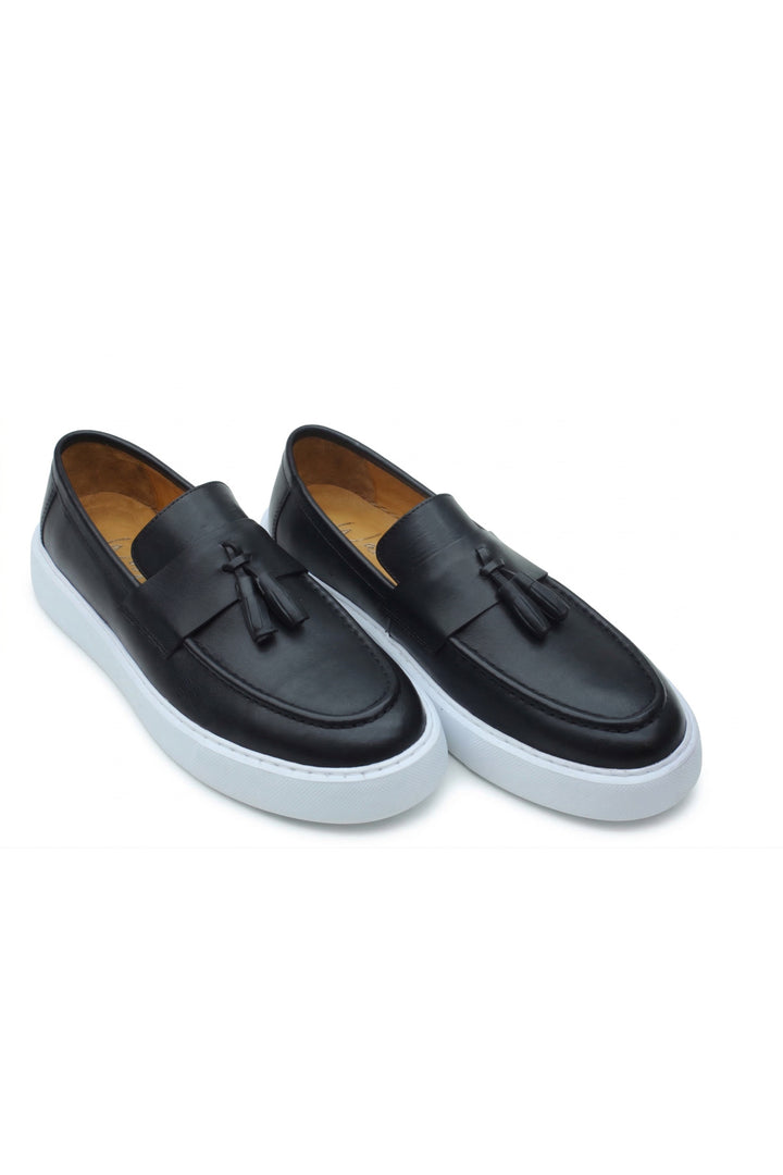 Wavelys GERARDO Mocassin en cuir véritable pour homme, style décontracté et élégant. - Noir