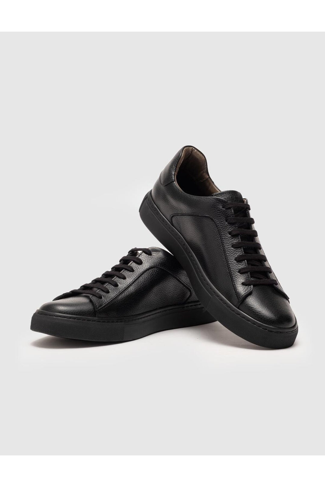 Cabani Shoes Chaussures de sport pour hommes en cuir véritable noires à lacets - Noir