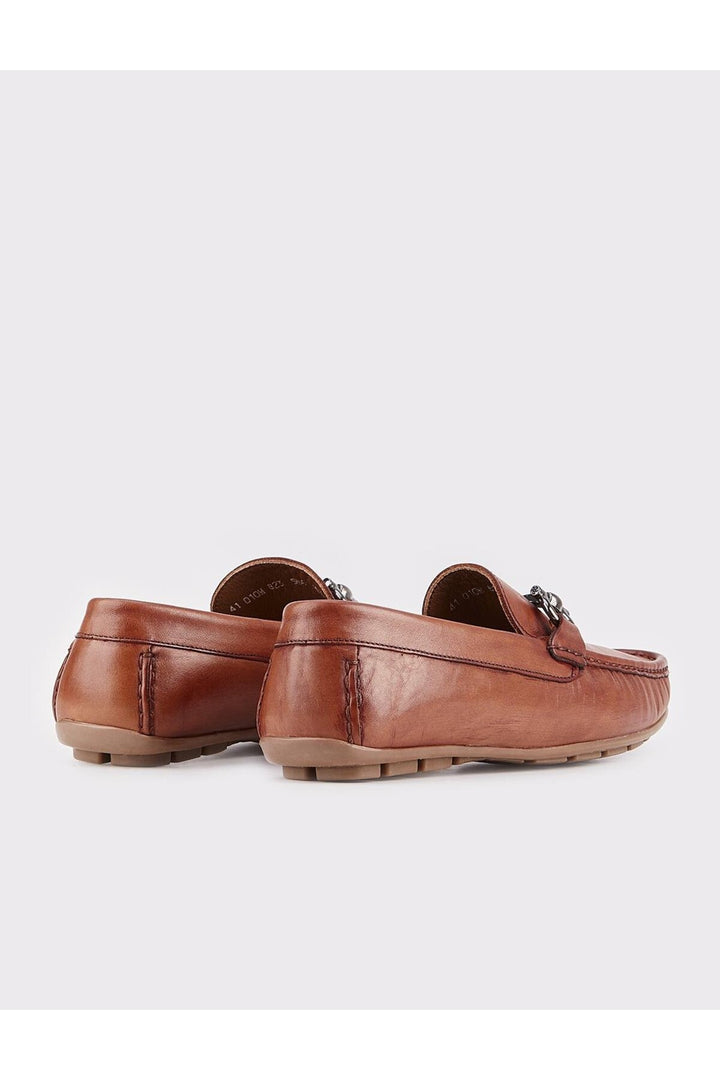Cabani Shoes Mocassin homme en cuir véritable tabac avec détail de boucle - Marron