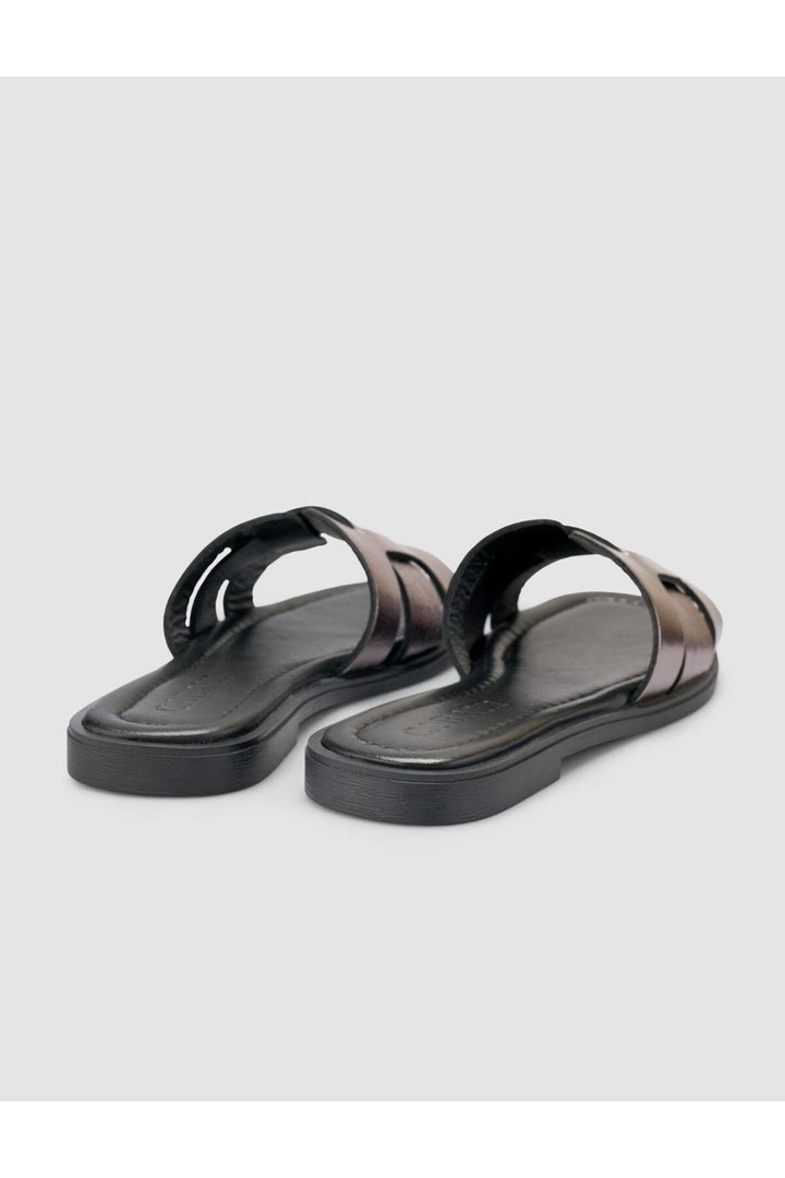 Cabani Shoes %100 Cuir véritable Sandales noires pour femmes - Multicolore