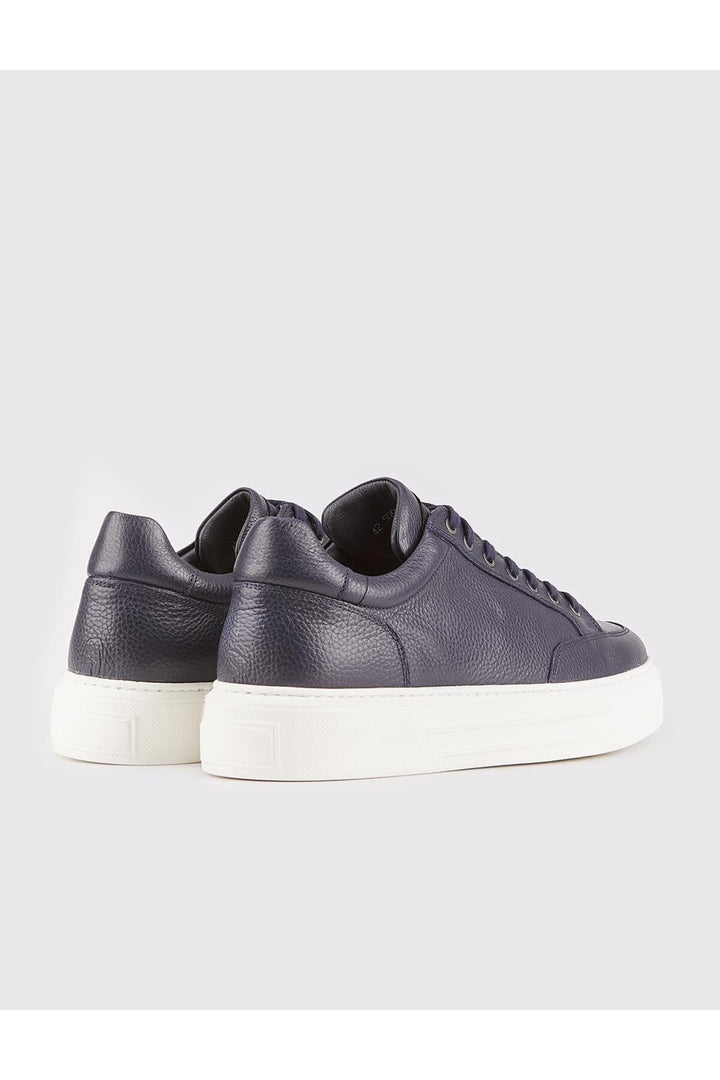 Cabani Shoes Chaussures de sport pour hommes en cuir véritable bleu marine à lacets, design spécial pour l'hiver. - Bleu marine