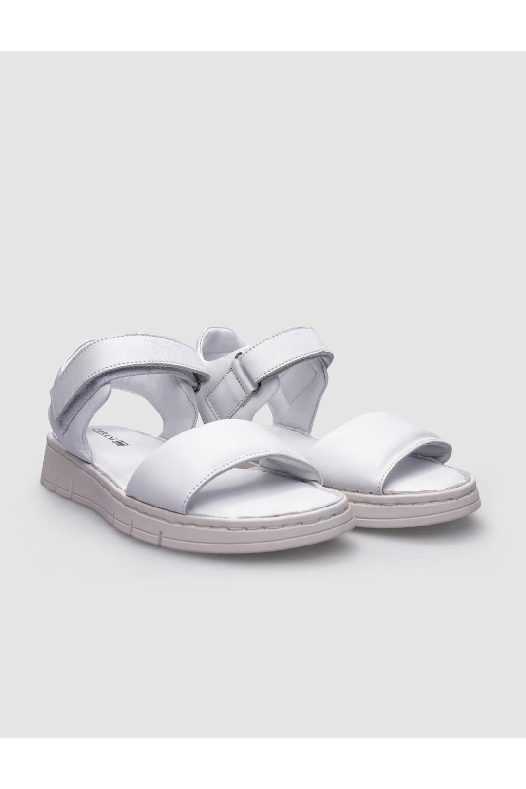 Cabani Shoes Sandales pour femmes à fermeture velcro en cuir véritable 100% blanc - Blanc