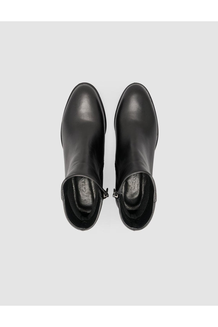 Cabani Shoes Bottines plates à bout pointu en cuir véritable noir pour femmes 100% - Multicolore