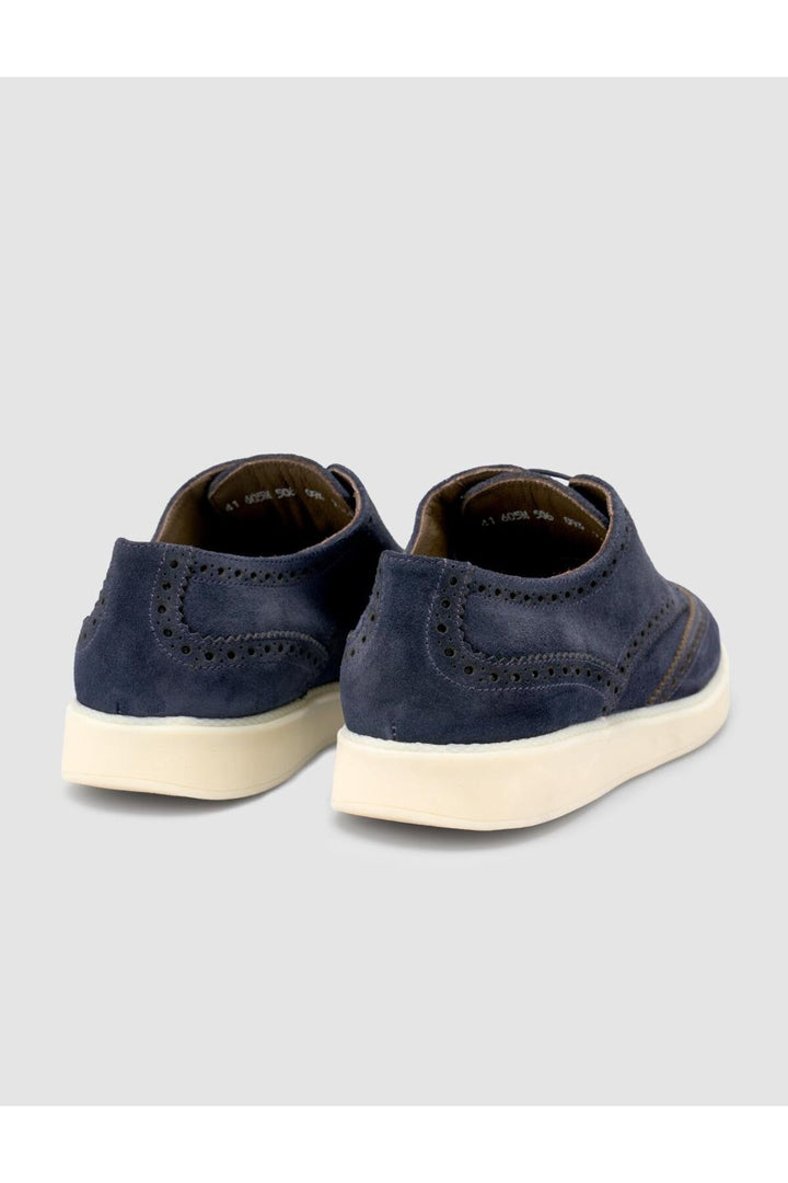 Cabani Shoes Chaussures de ville pour hommes en cuir suédé 100% véritable bleu marine - Bleu marine