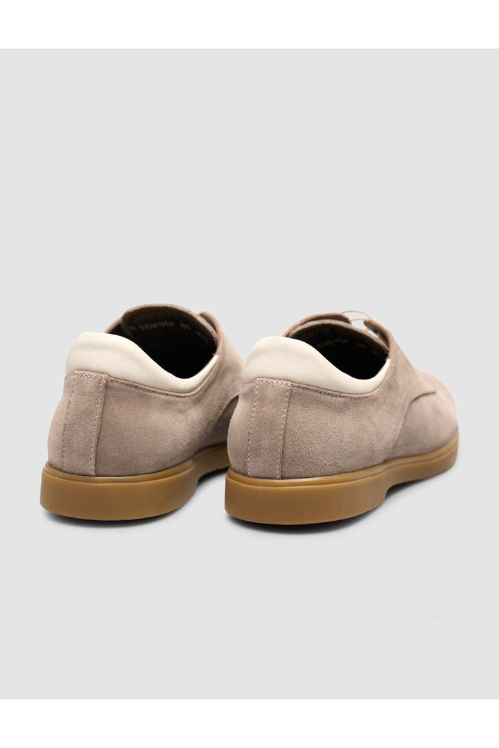 Cabani Shoes Chaussures pour hommes en cuir véritable de veau avec lacets en suède beige. - Beige