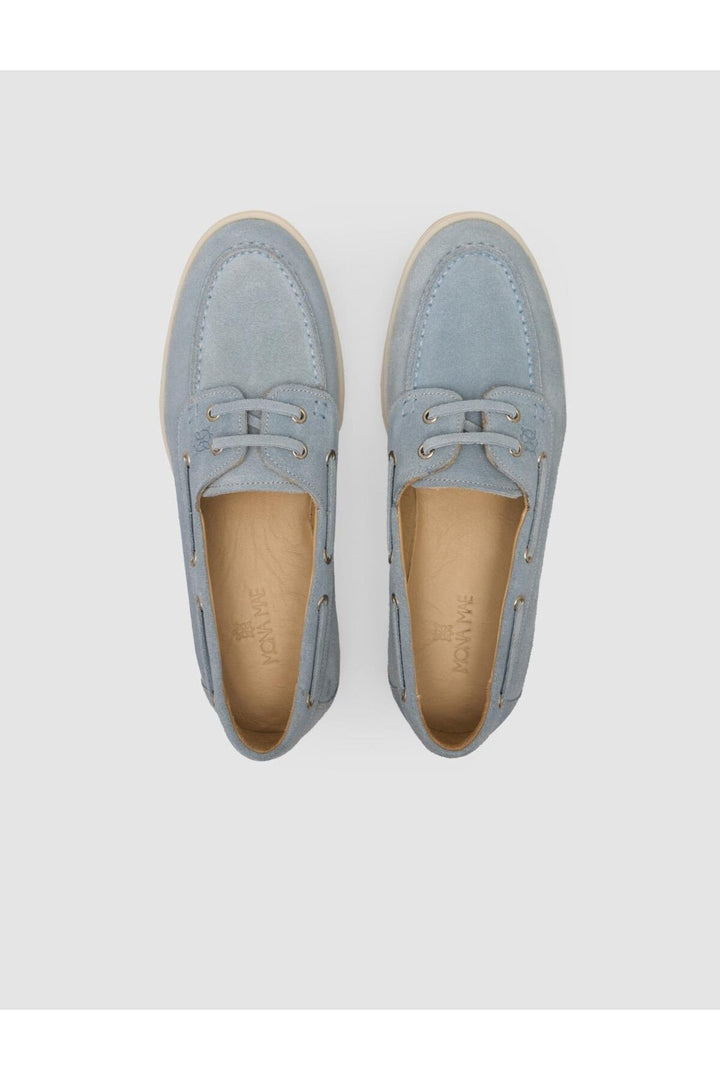 Cabani Shoes Renavex MonaMae %100 Cuir Véritable Suède Bleu Femme Chaussures de Bateau Quotidiennes - Bleu