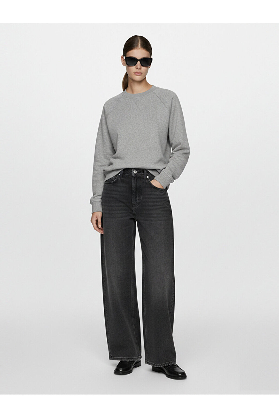 LTB Sweat gris à manches longues et à col zéro - Griṡ_217