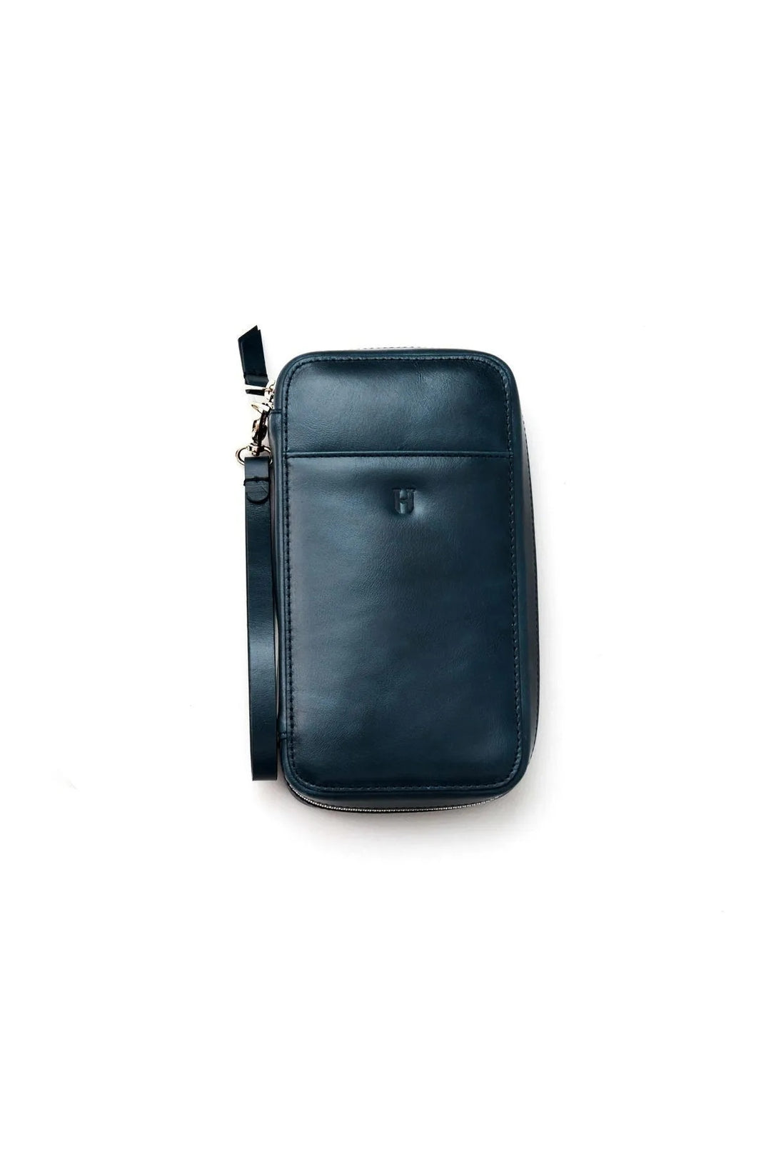 helmbrook Sac à main en cuir véritable Bracelet Poche avant RFID Blindé Carlye Bleu Marine