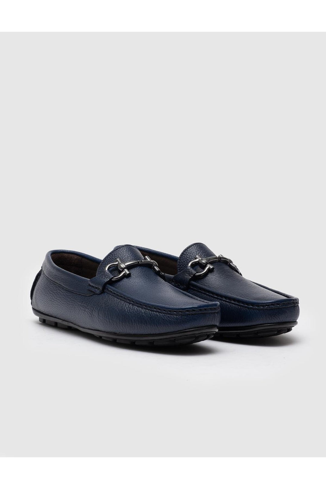 Cabani Shoes Mocassin pour homme en cuir véritable à boucle bleue - Bleu