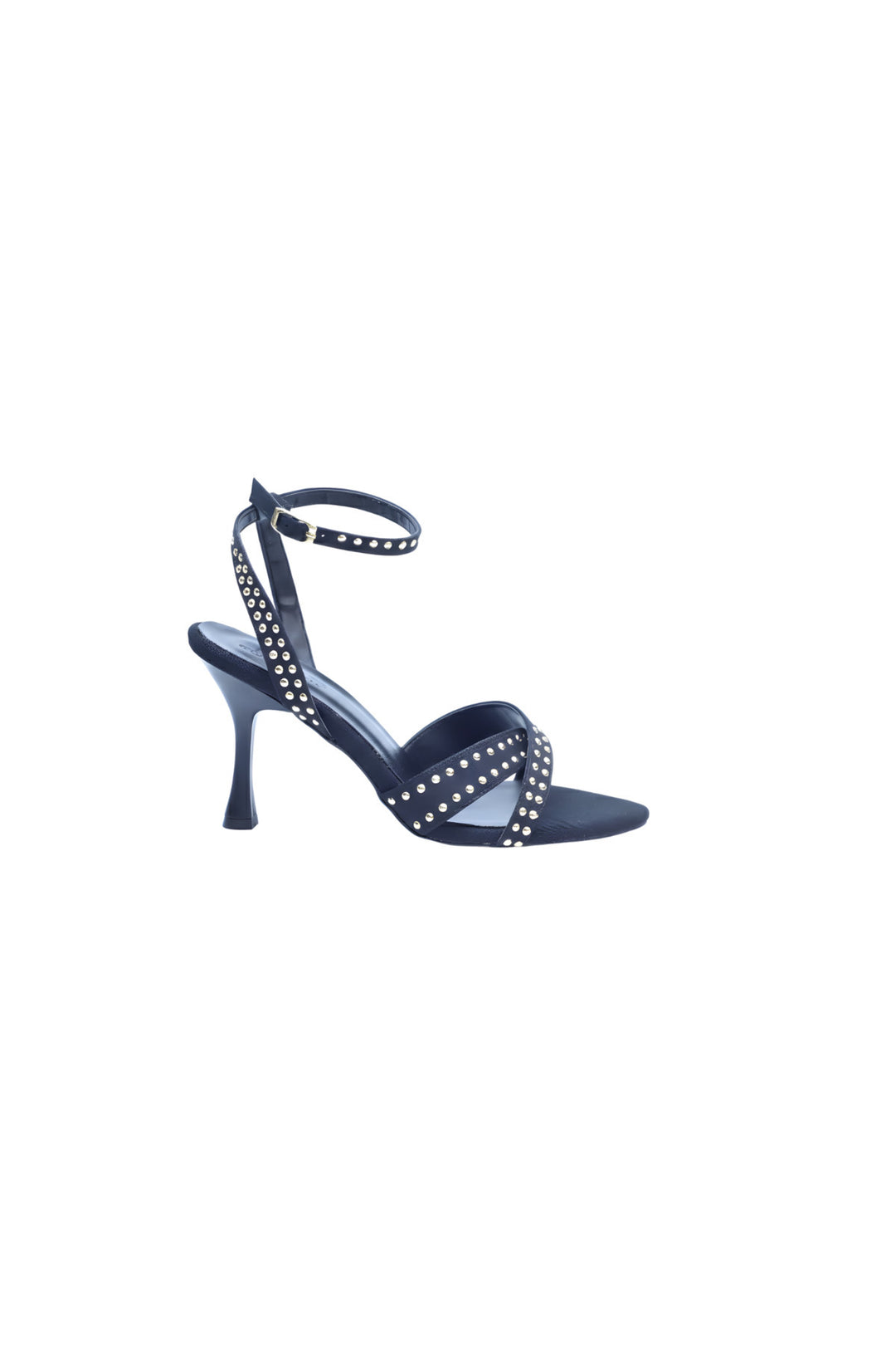 Wavelys ARIS Sandale à talon en verre croisé avec détails en clous pour femme en noir - Noir