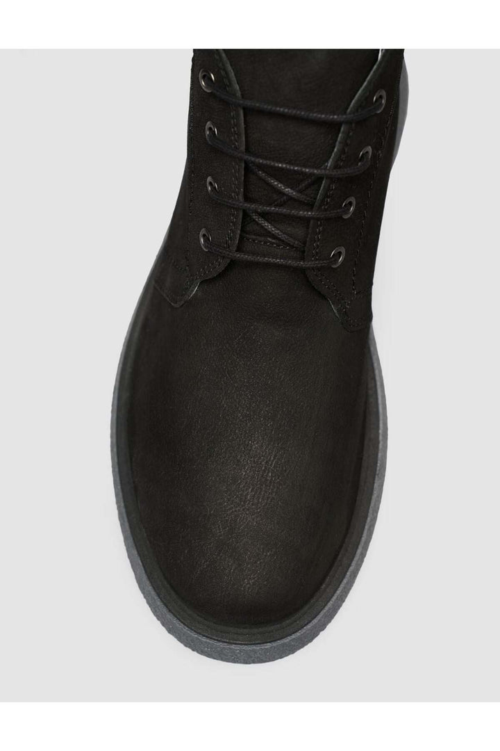 Cabani Shoes Bottines d'hiver pour hommes en cuir véritable noires à lacets - Noir