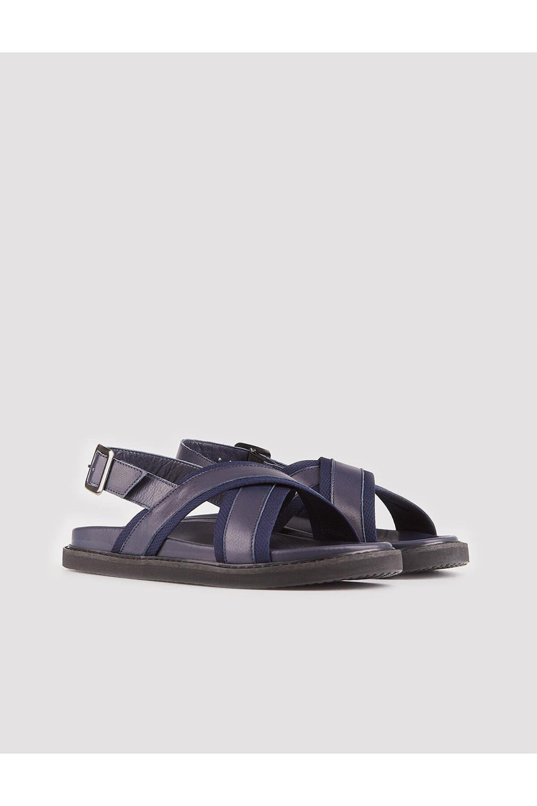 Cabani Shoes Sandales en cuir véritable Bleu marine pour hommes - Bleu marine