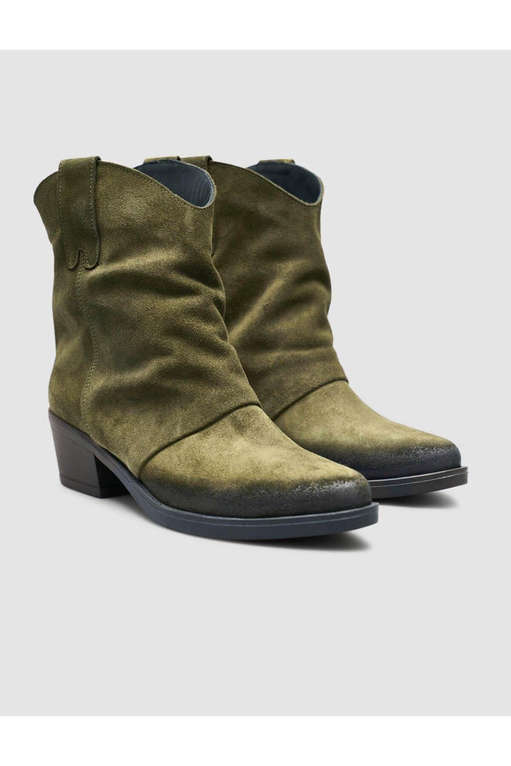Cabani Shoes Bottines western en cuir suédé véritable vert pour femme - Multicolore