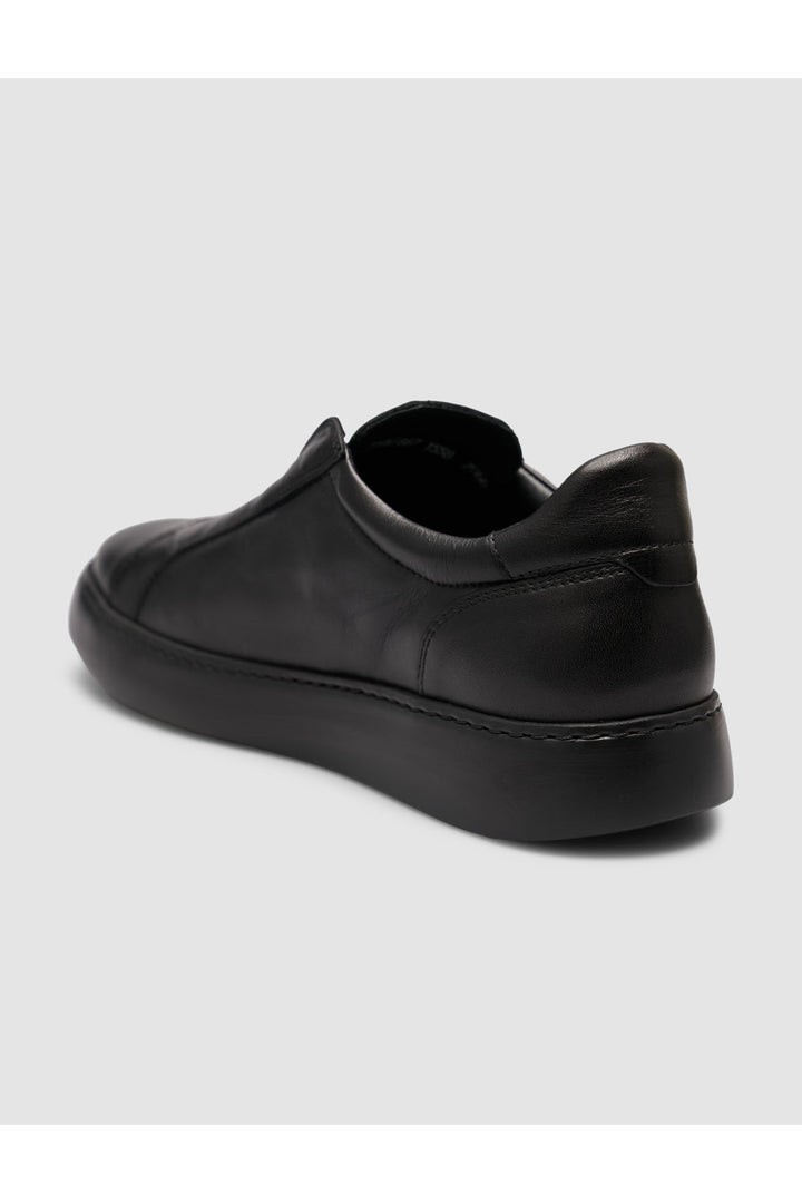 Cabani Shoes Baskets Slip-On en Cuir Véritable Noires - Multicolore