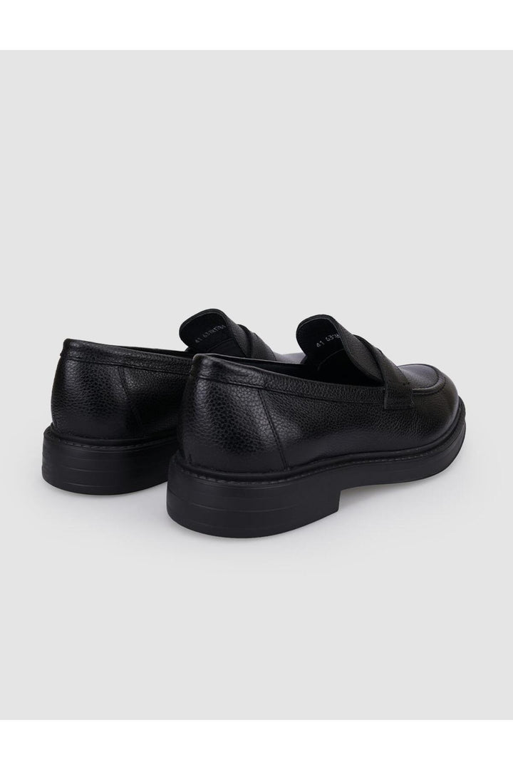 Cabani Shoes Loafer pour homme en cuir véritable noir avec détails de ceinture Villara. - Multicolore