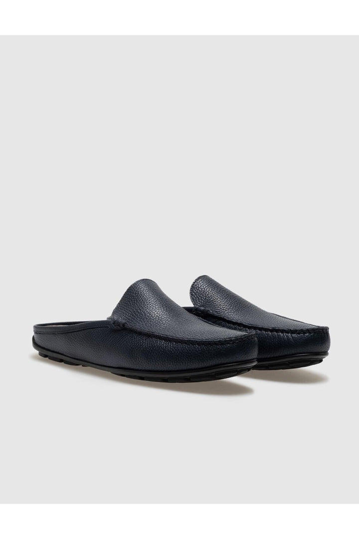 Cabani Shoes Sandale quotidienne pour homme en cuir véritable bleu marine - Bleu marine