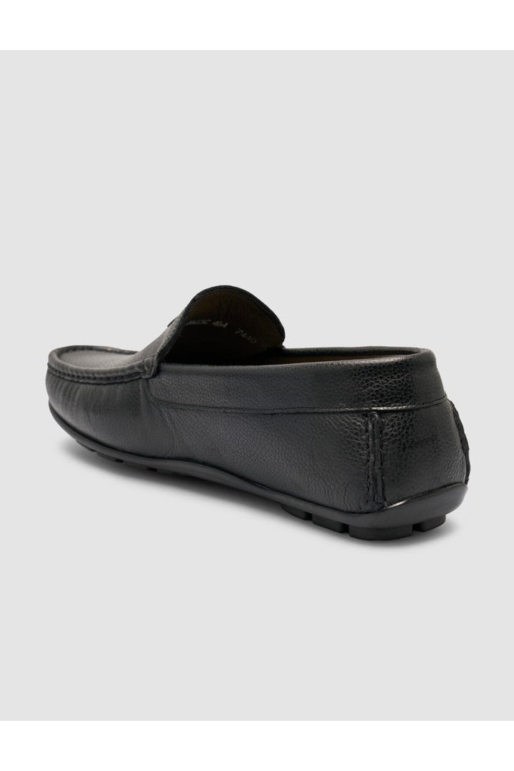 Cabani Shoes Chaussures Loafer pour hommes en cuir véritable noir avec détails de logo à 100%. - Noir