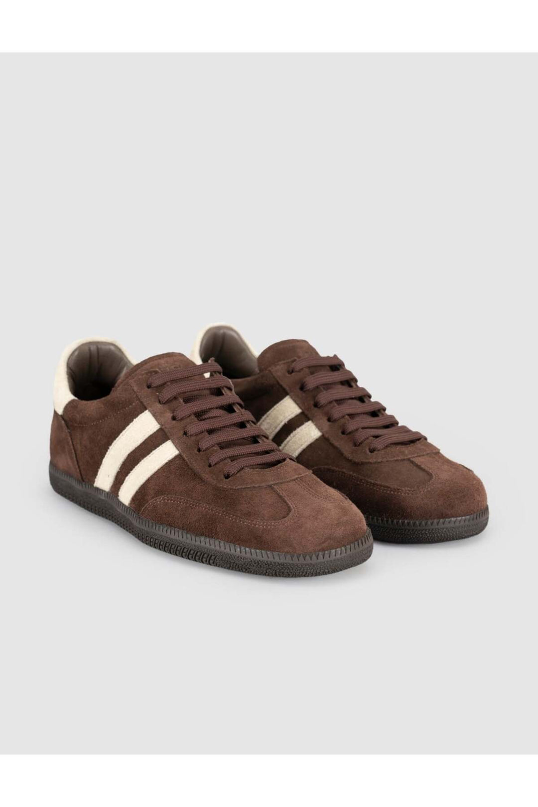 Cabani Shoes Baskets femme en cuir suédé avec détails crème marron - Multicolore