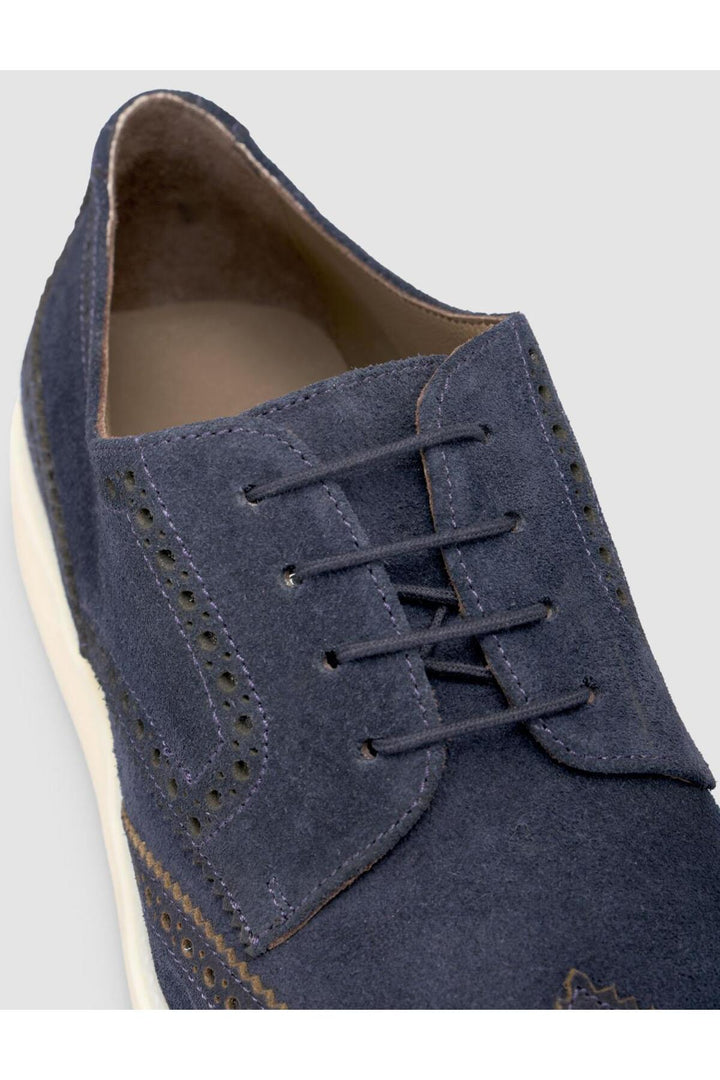 Cabani Shoes Chaussures de ville pour hommes en cuir suédé 100% véritable bleu marine - Bleu marine