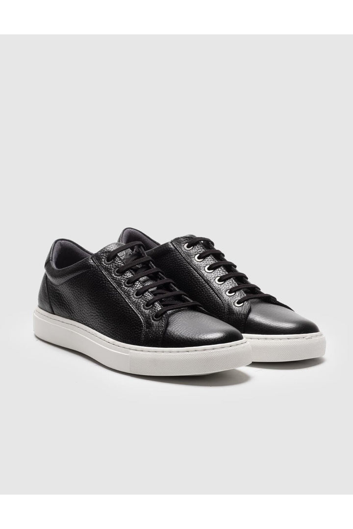 Cabani Shoes Chaussures de sport pour hommes en cuir véritable noires à lacets - Noir