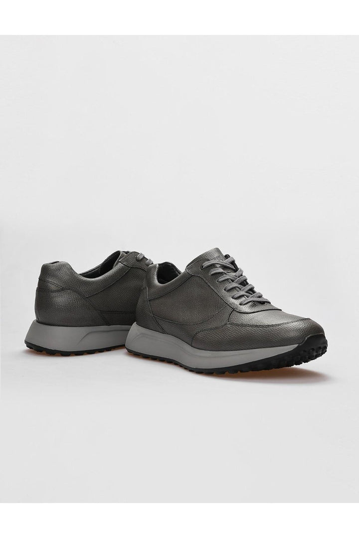 Cabani Shoes Chaussures de sport pour hommes en cuir véritable gris à lacets. - Gris