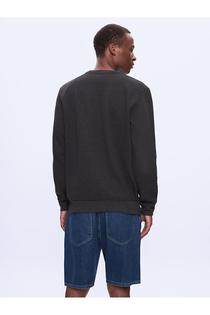LTB Sweat-shirt anthracite à manches longues avec encolure en O